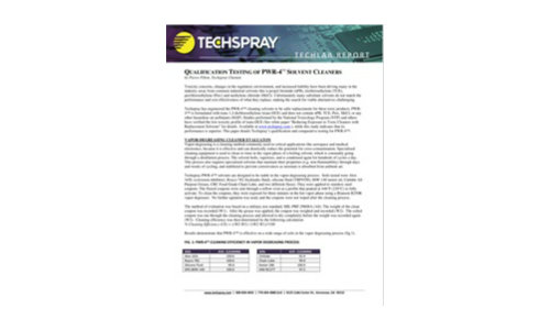 Test di qualificazione di detergenti per solventi PWR-4 ™